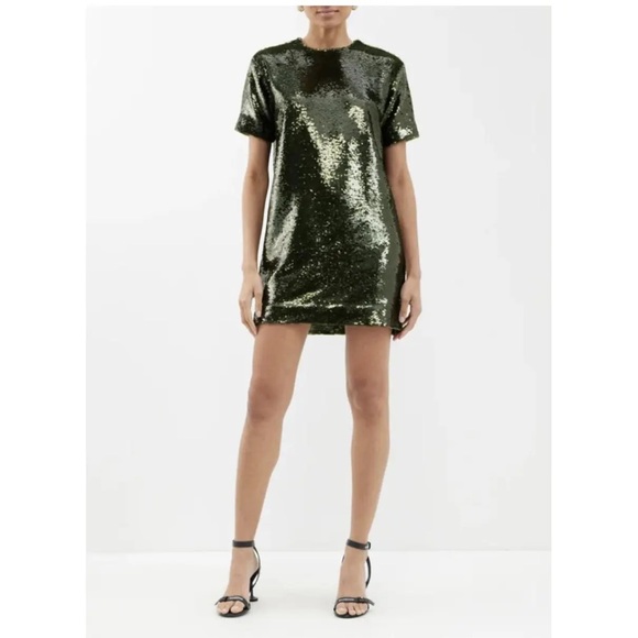 The Frankie Shop Dresses & Skirts - The Frankie Shop ‘Riley’ Sequins Tee Dress in Olive Green NEW NWT